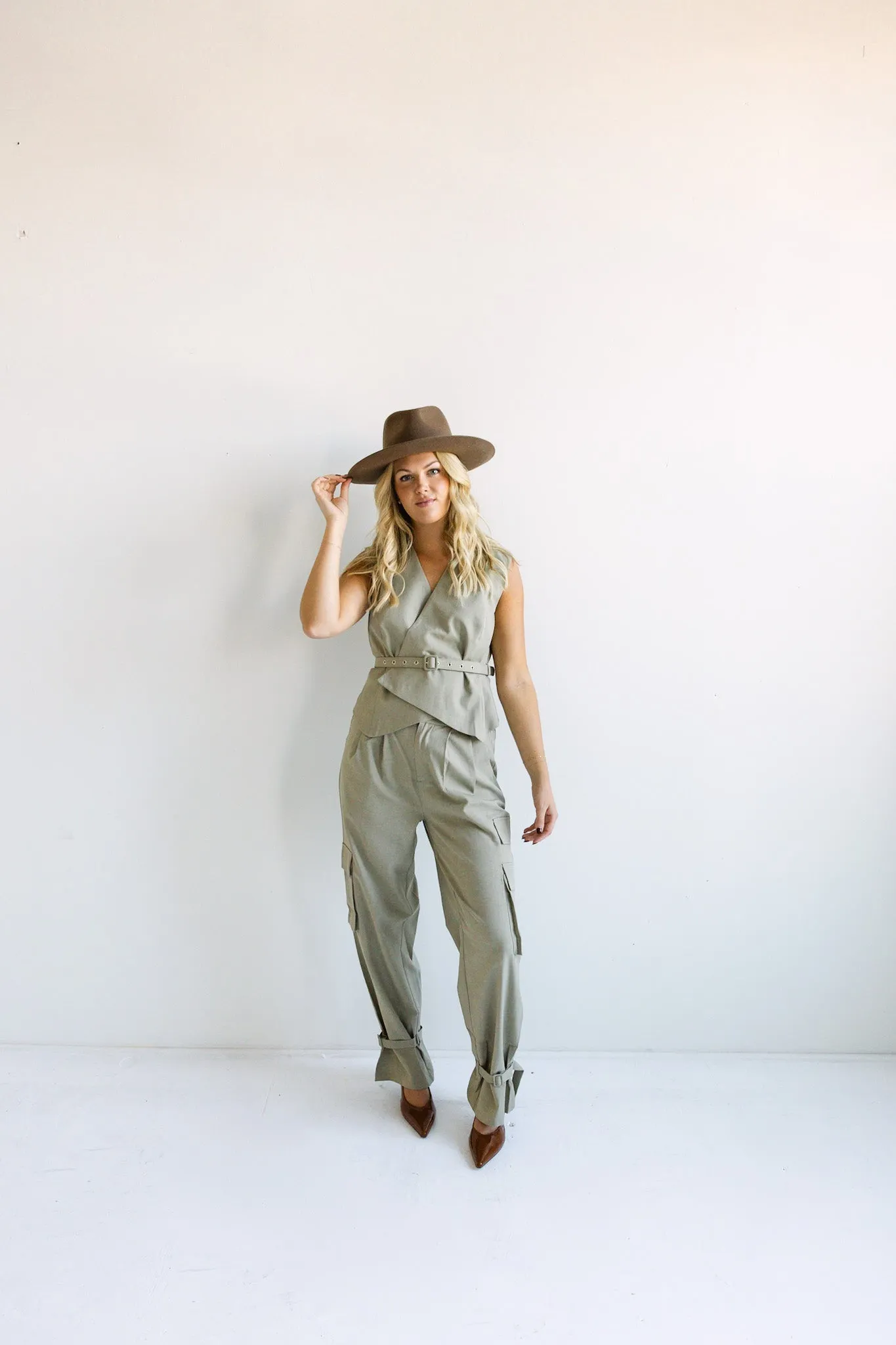 Cargo-Style High-Waisted Pants-Final Sale