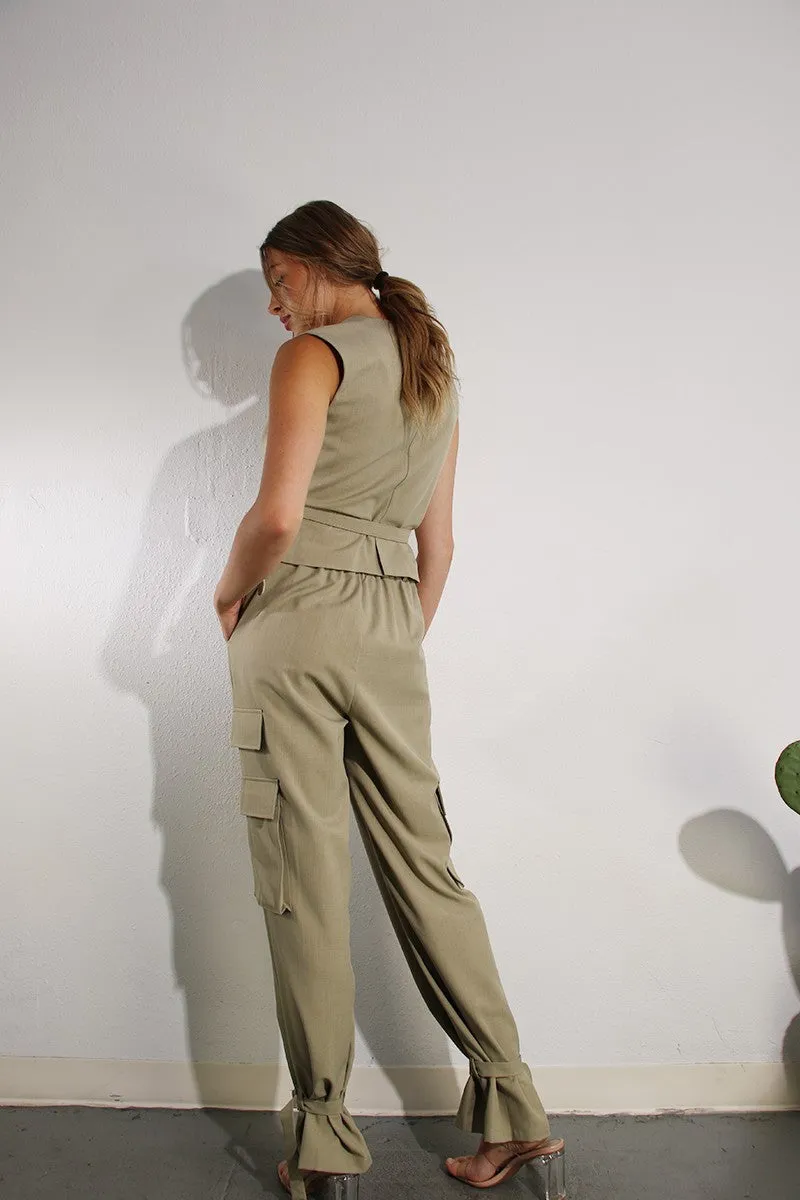 Cargo-Style High-Waisted Pants-Final Sale