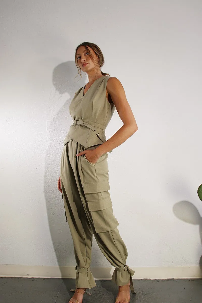 Cargo-Style High-Waisted Pants-Final Sale