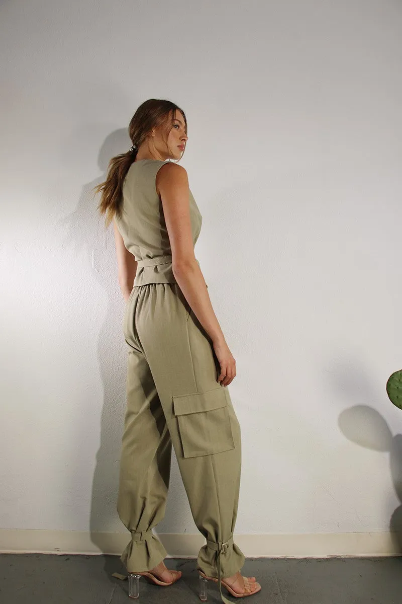 Cargo-Style High-Waisted Pants-Final Sale