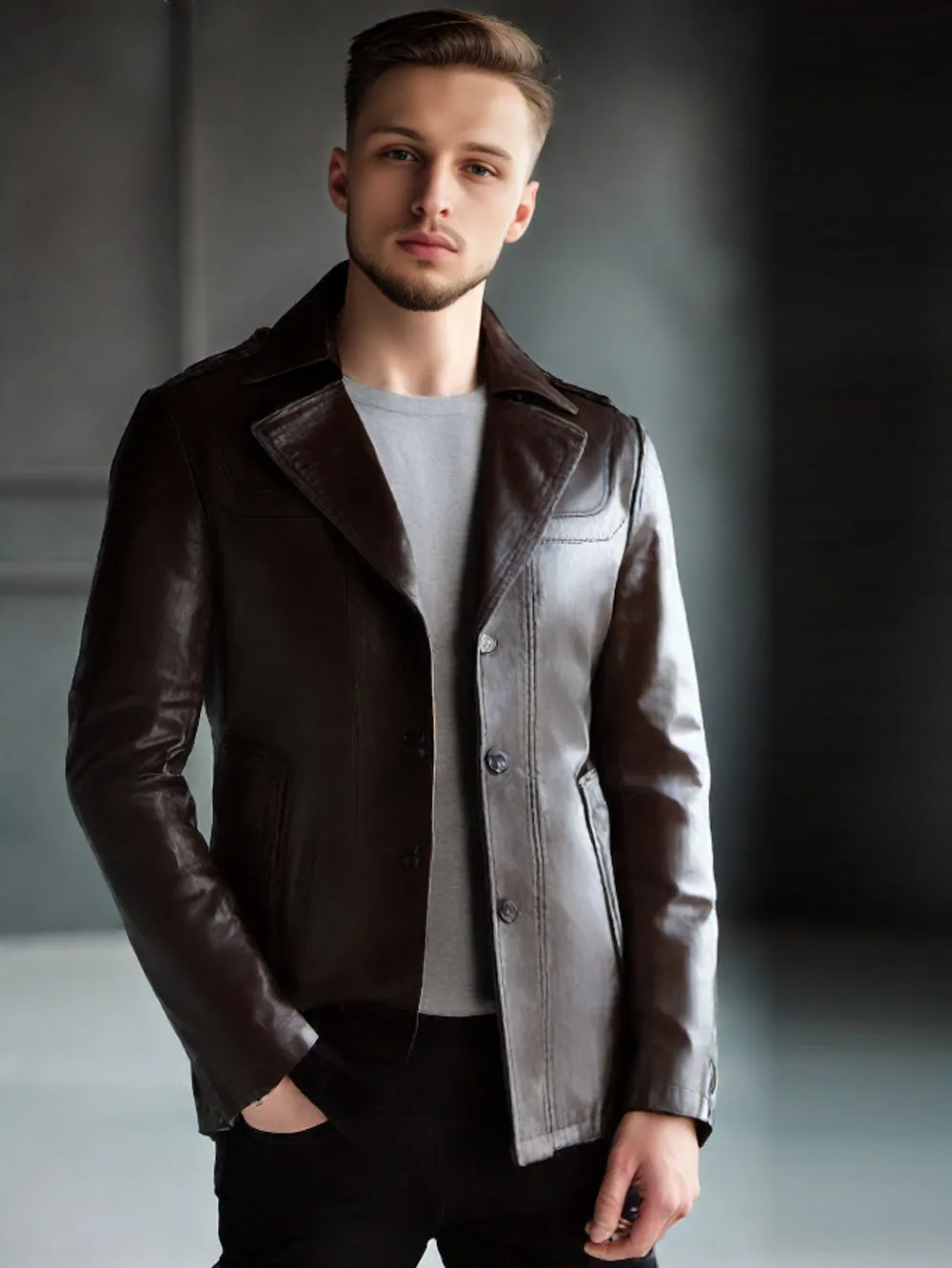 Casanova Styled Leather Coat for Men
