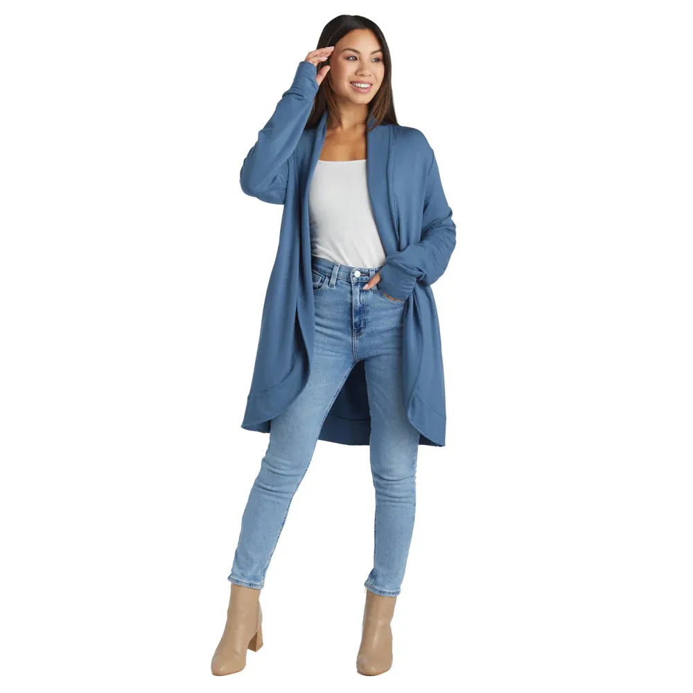 Cascade Bamboo Cardigan with Bracelet Thumbholes - Spring Lake - FINAL SALE