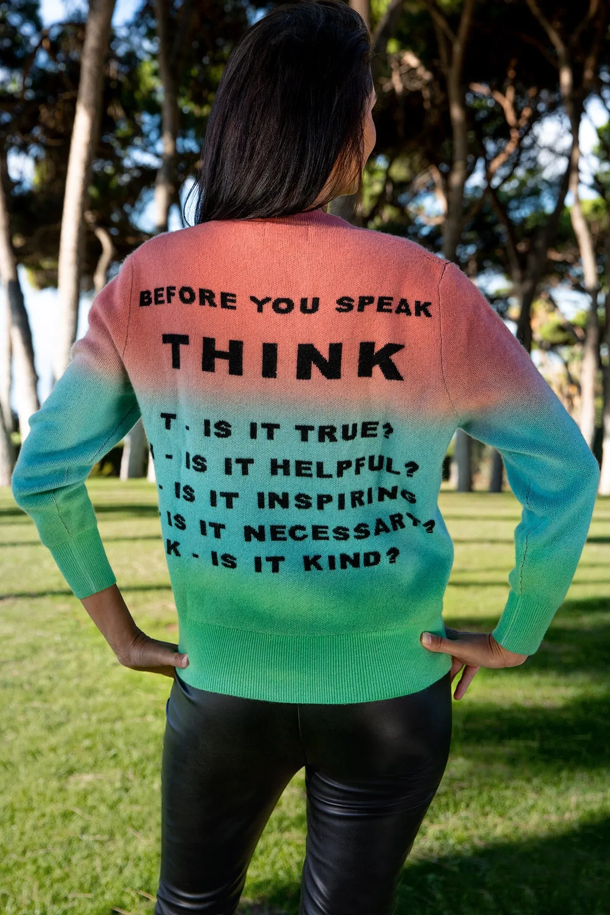 Cashmere Ombre Crewneck Think Sweater