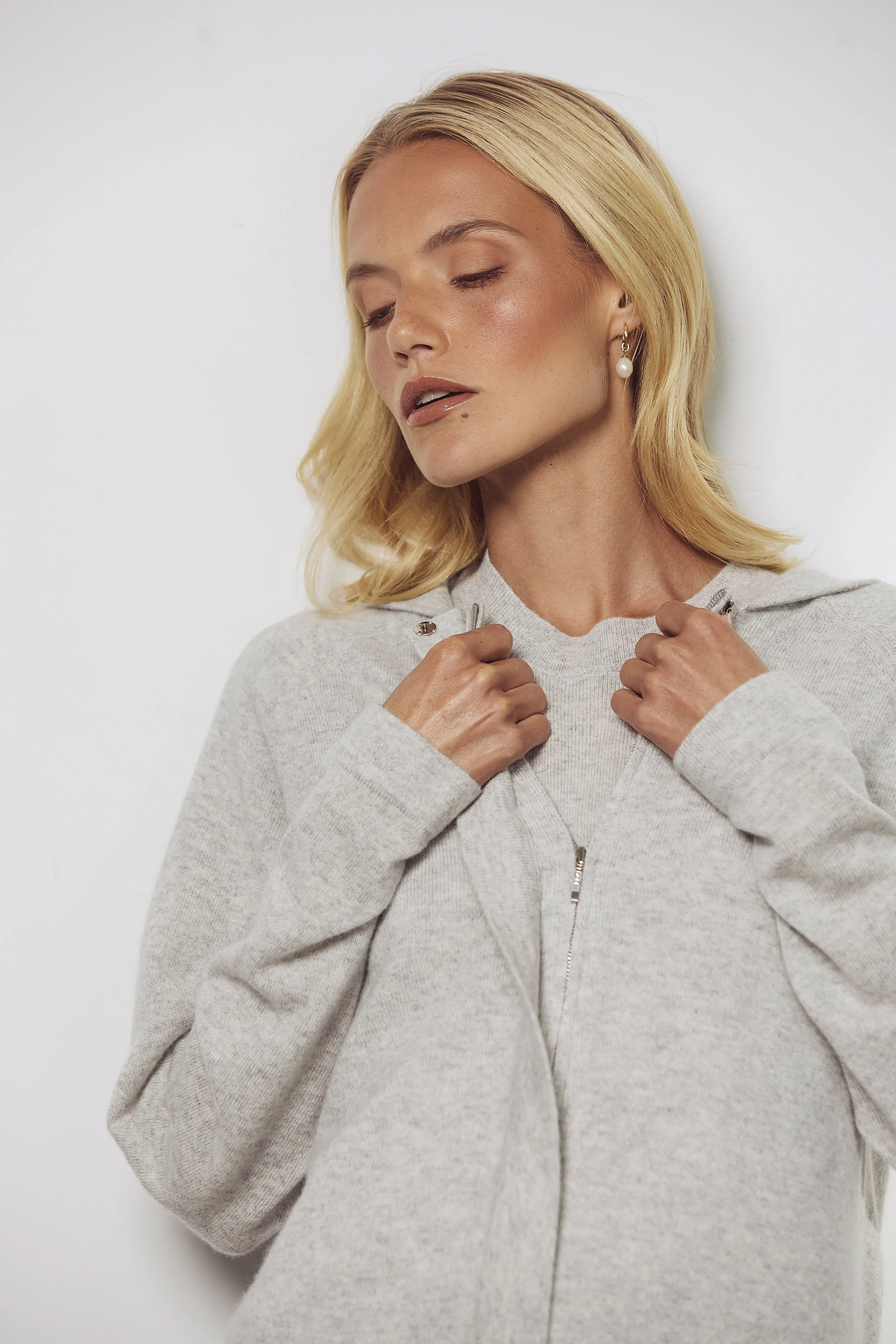 Cashmere Zip Hoodie - Fog