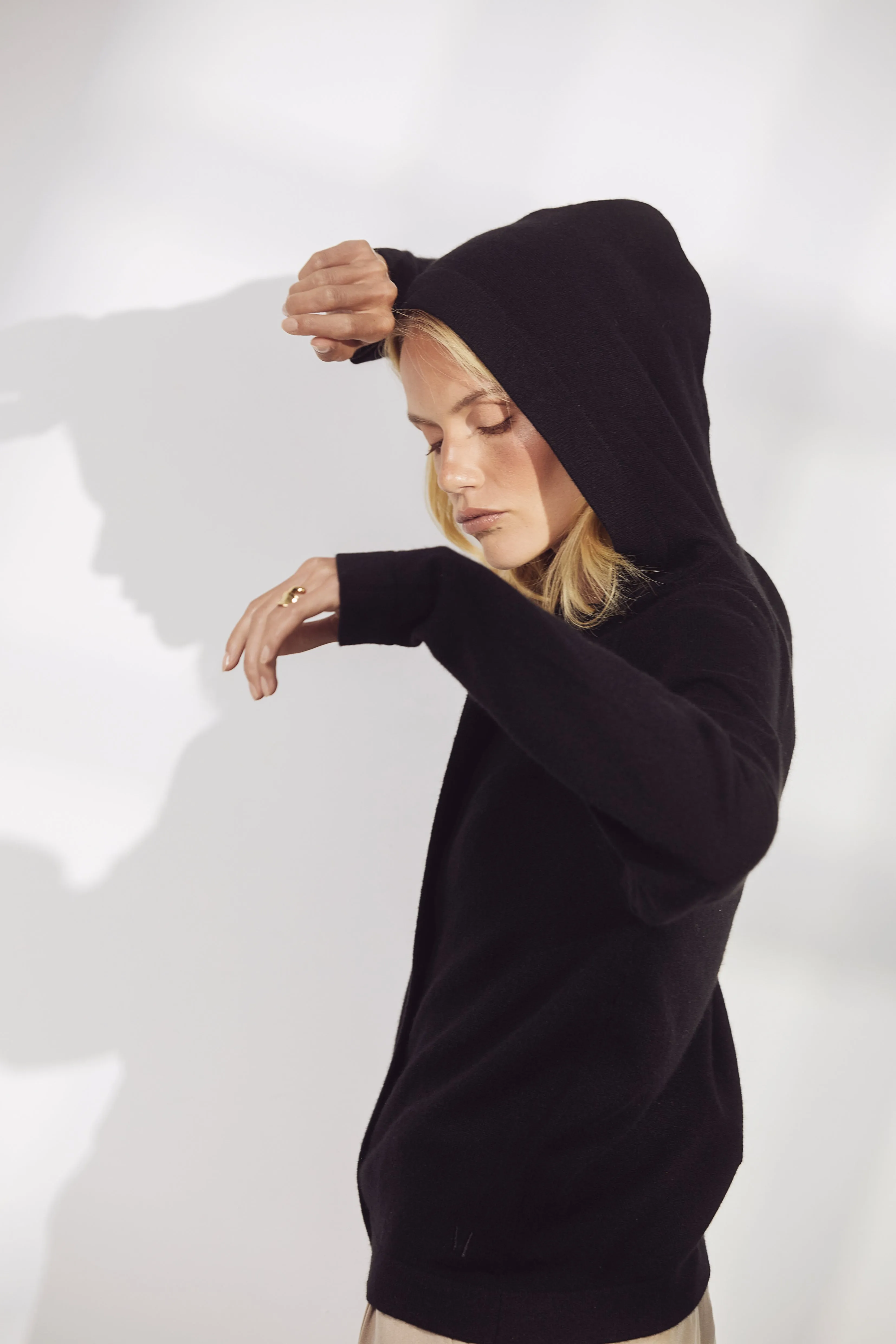 Cashmere Zip Hoodie - Obsidian