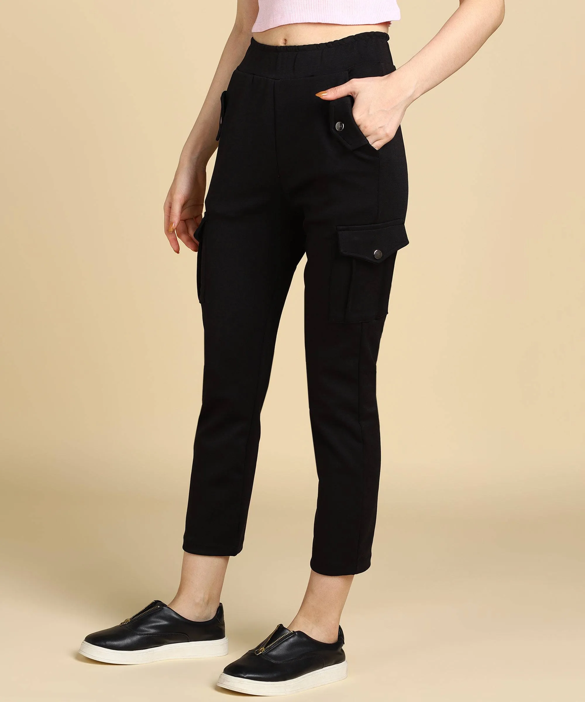Casual High Waist Tapered Cargo Pants