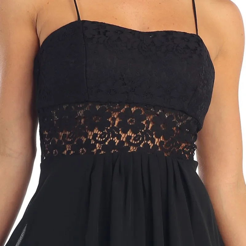 Celavie 2381 High Low Dress Spaghetti Strap Flower Waist Empire