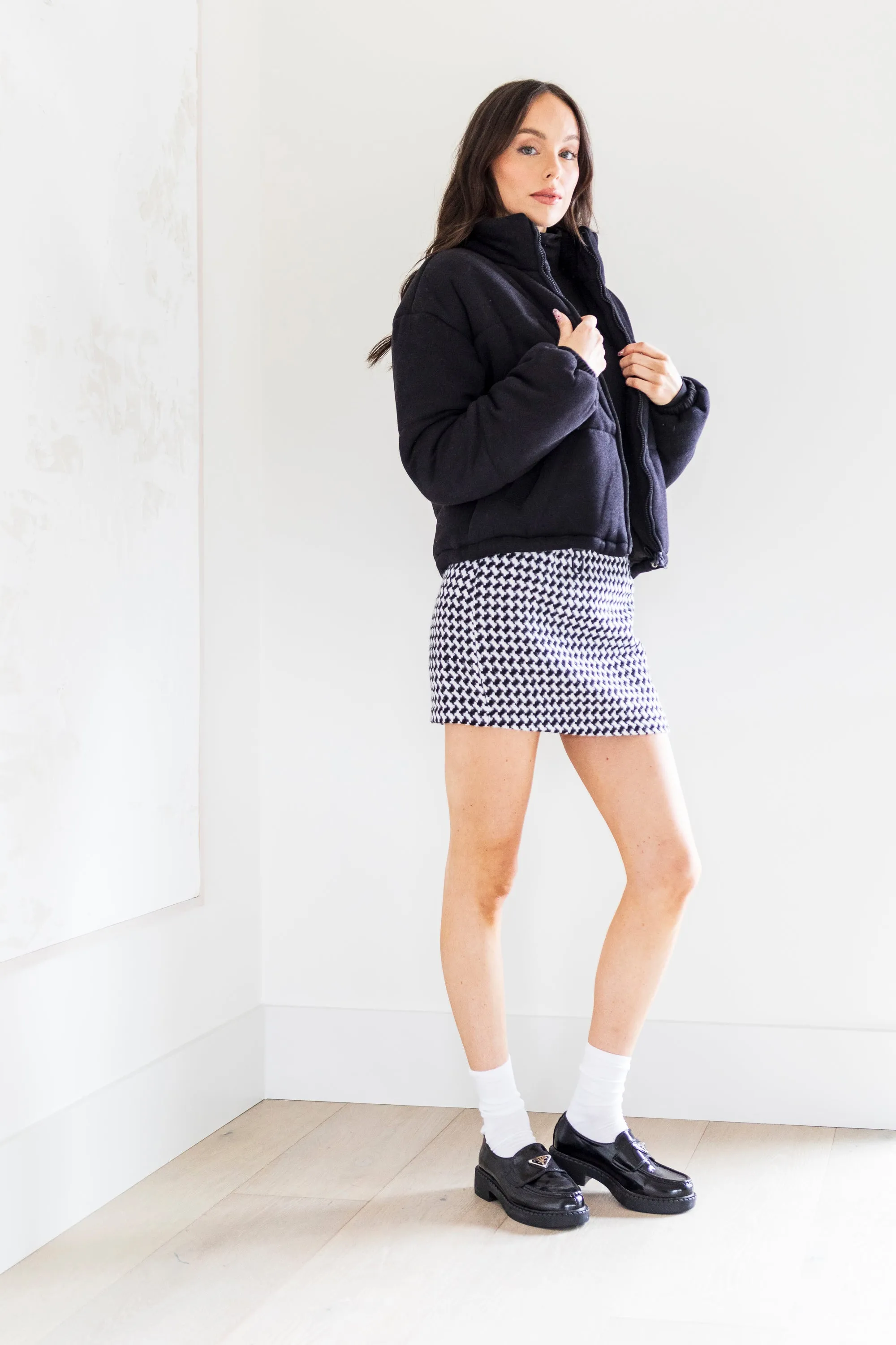 Celine Knit Puffer Jacket in Black