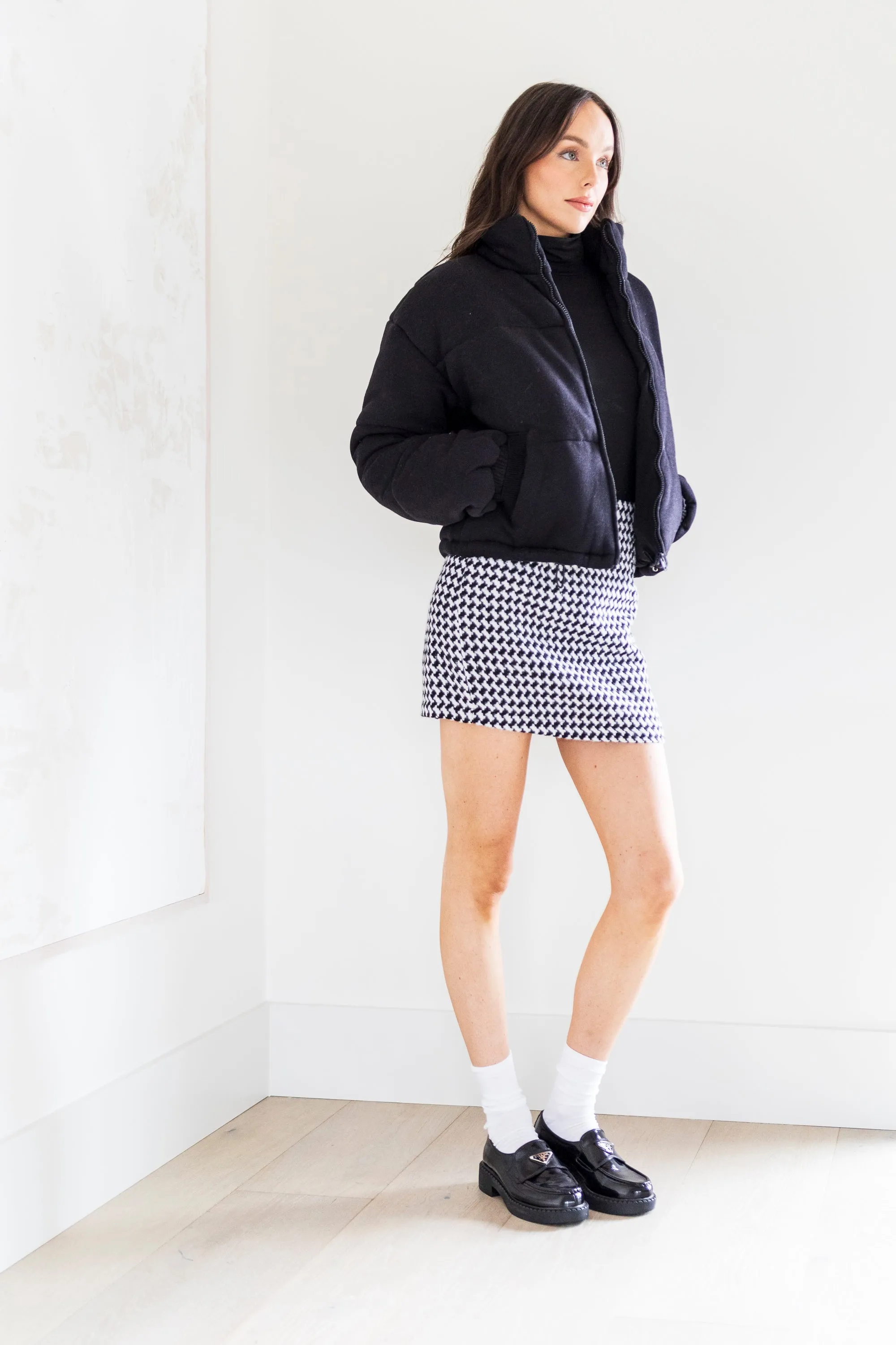 Celine Knit Puffer Jacket in Black