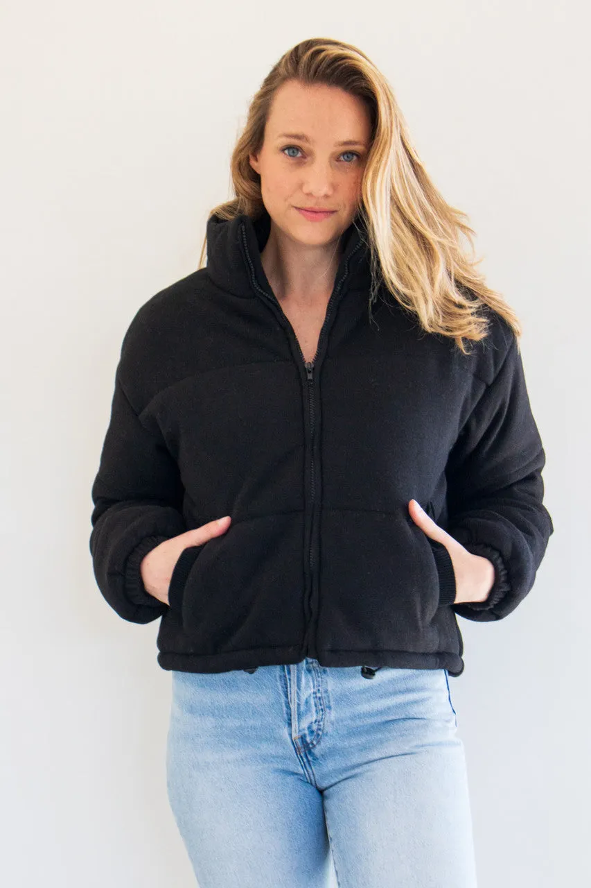 Celine Knit Puffer Jacket in Black