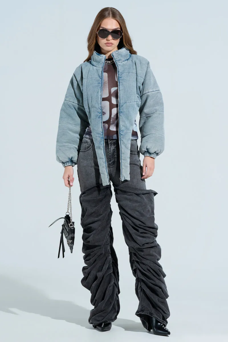 CHARLI CROPPED DENIM PUFFER
