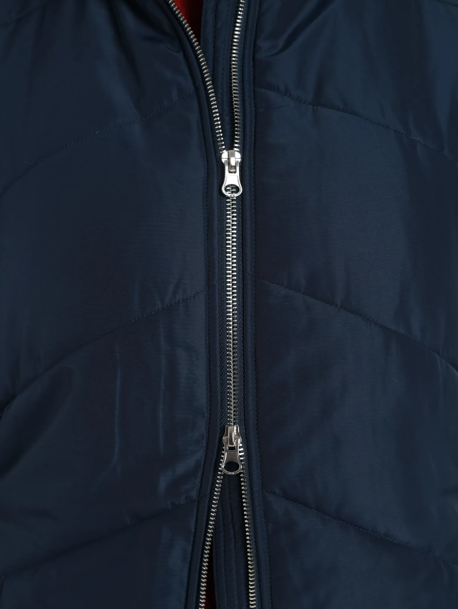 Chevron Longer Length Puffer Jacket - Navy