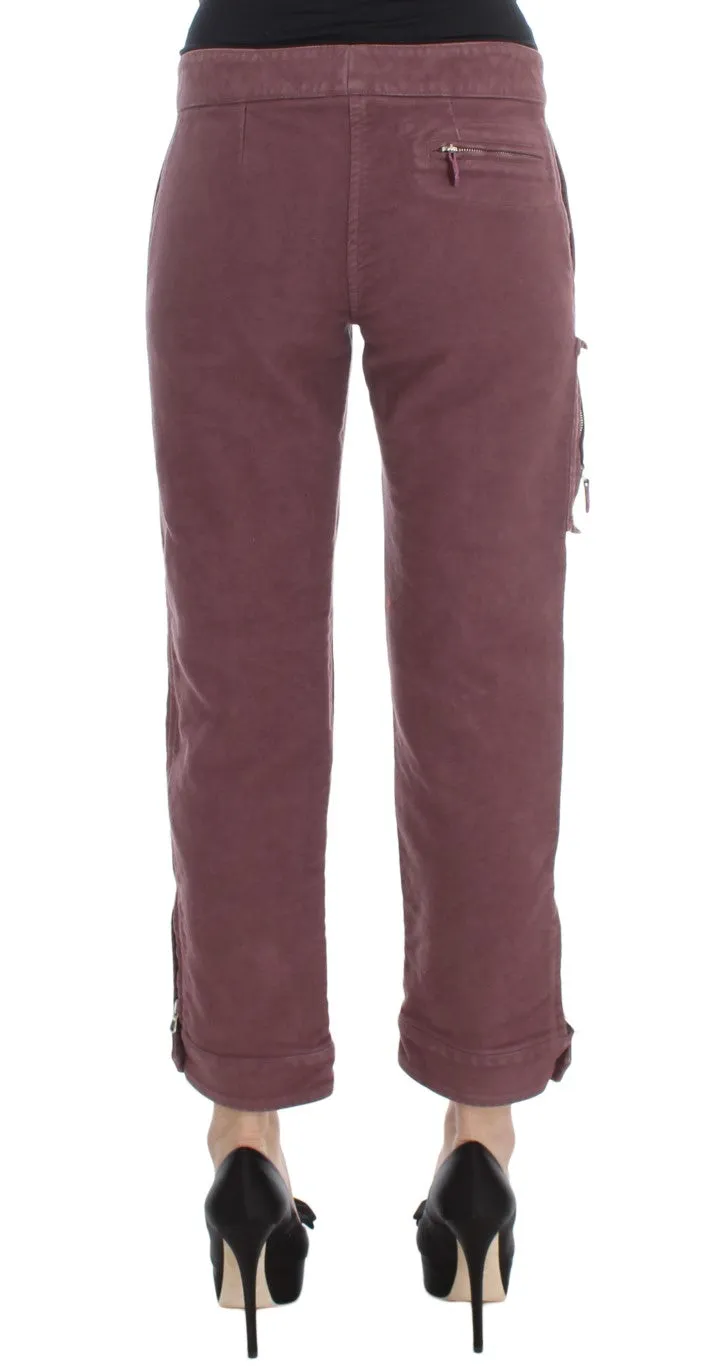 Chic Bordeaux Capri Cropped Cargo Pants