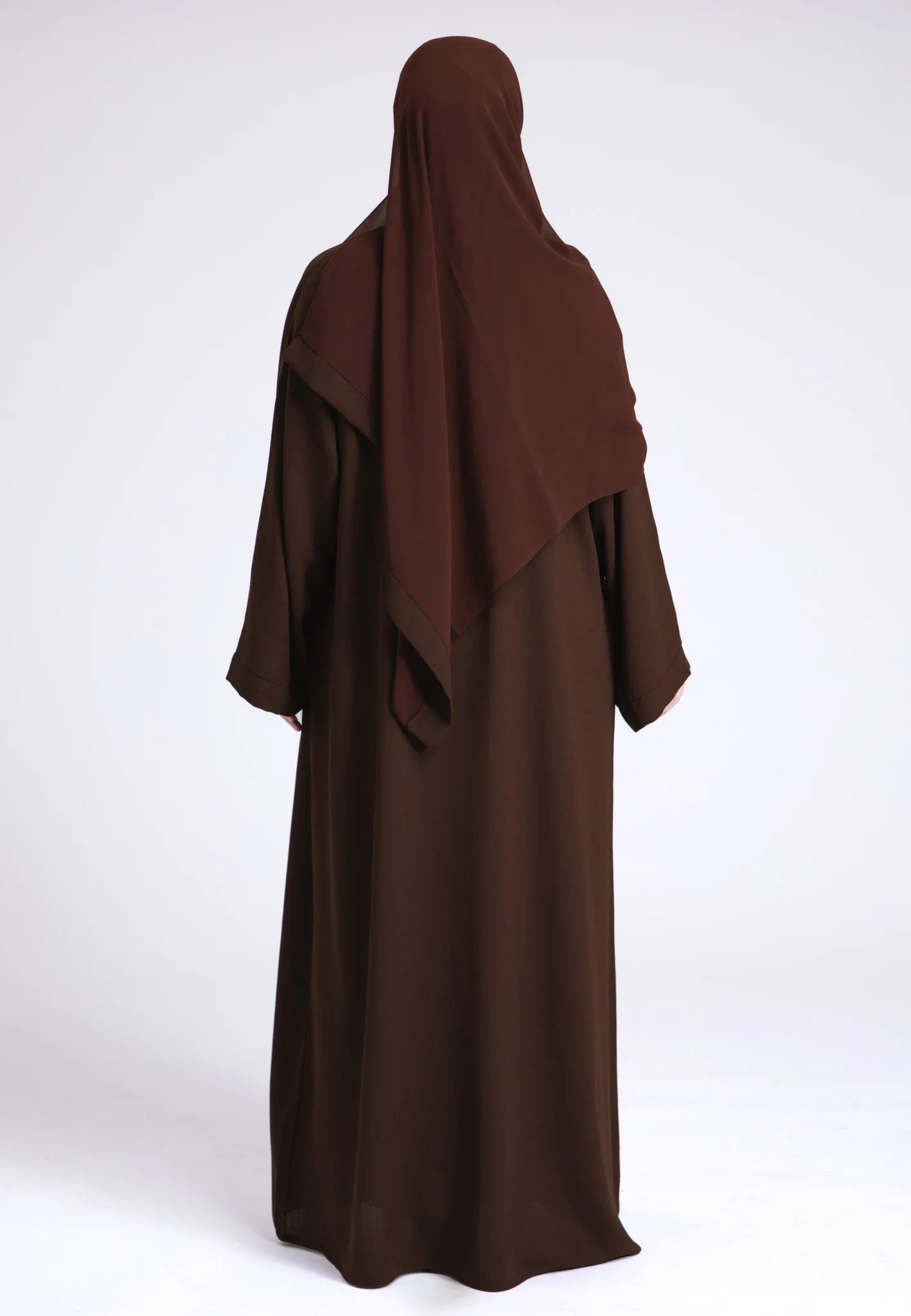 Chocolate Brown Linen Open Abaya