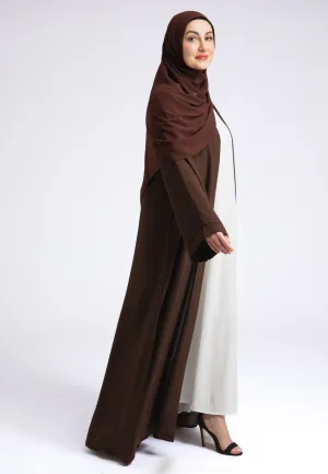Chocolate Brown Linen Open Abaya
