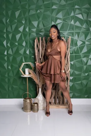 Chocolate Skort Romper/two piece (Brown)