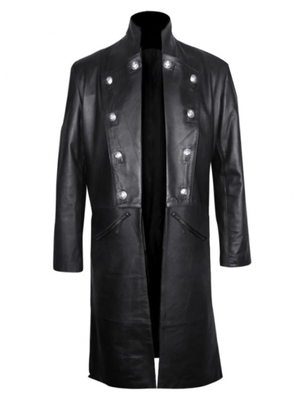 Classy Military Style Leather Coat for Men