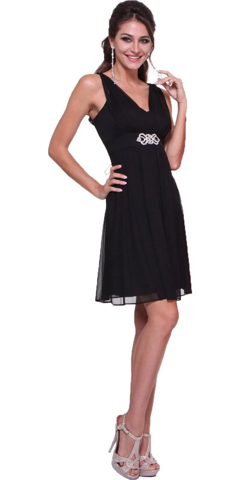 CLEARANCE - Cinderella Divine 3915 Chiffon Dress Knee Length (Size XL)