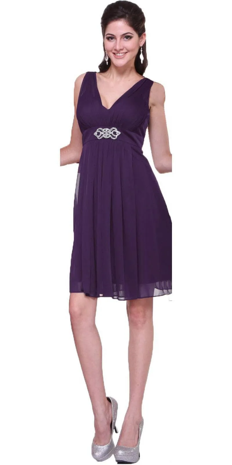 CLEARANCE - Cinderella Divine 3915 Chiffon Dress Knee Length (Size XL)
