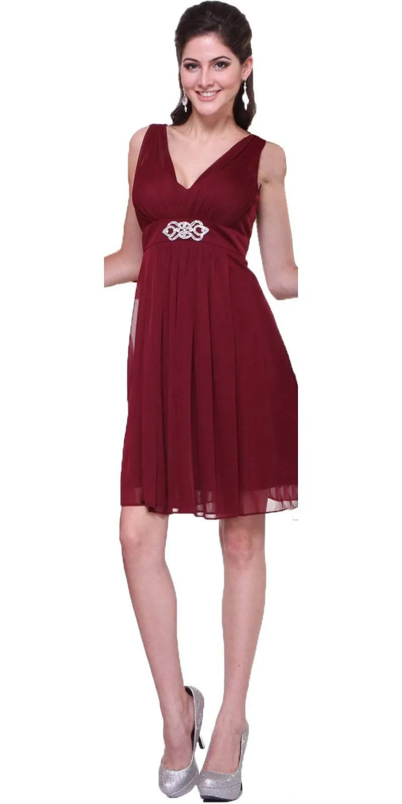 CLEARANCE - Cinderella Divine 3915 Chiffon Dress Knee Length (Size XL)