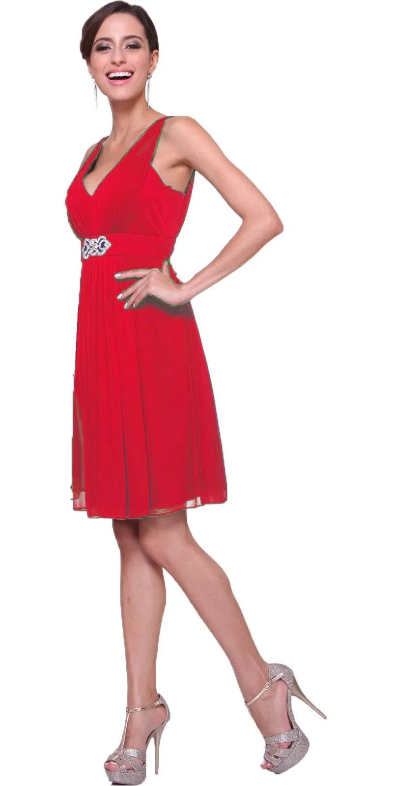 CLEARANCE - Cinderella Divine 3915 Chiffon Dress Knee Length (Size XL)