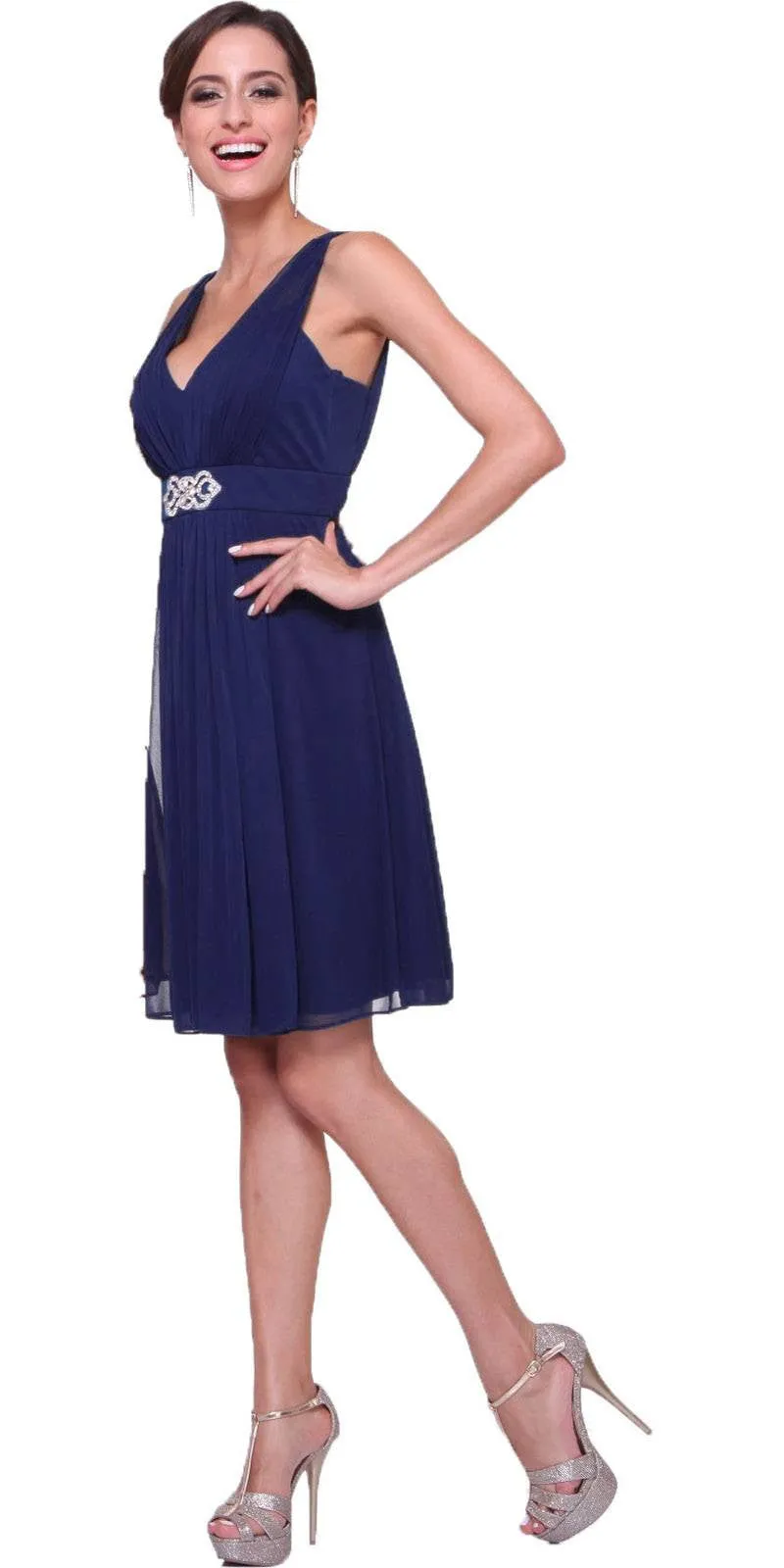 CLEARANCE - Cinderella Divine 3915 Chiffon Dress Knee Length (Size XL)
