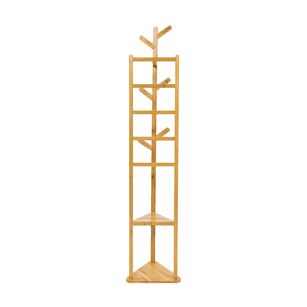Clothes Coat Rack Garment Stand Shelf Wooden Tree Hanger Bag Hat Hook Holder