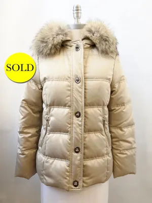 Coach Down Puffer W/Fur Trim Size Small