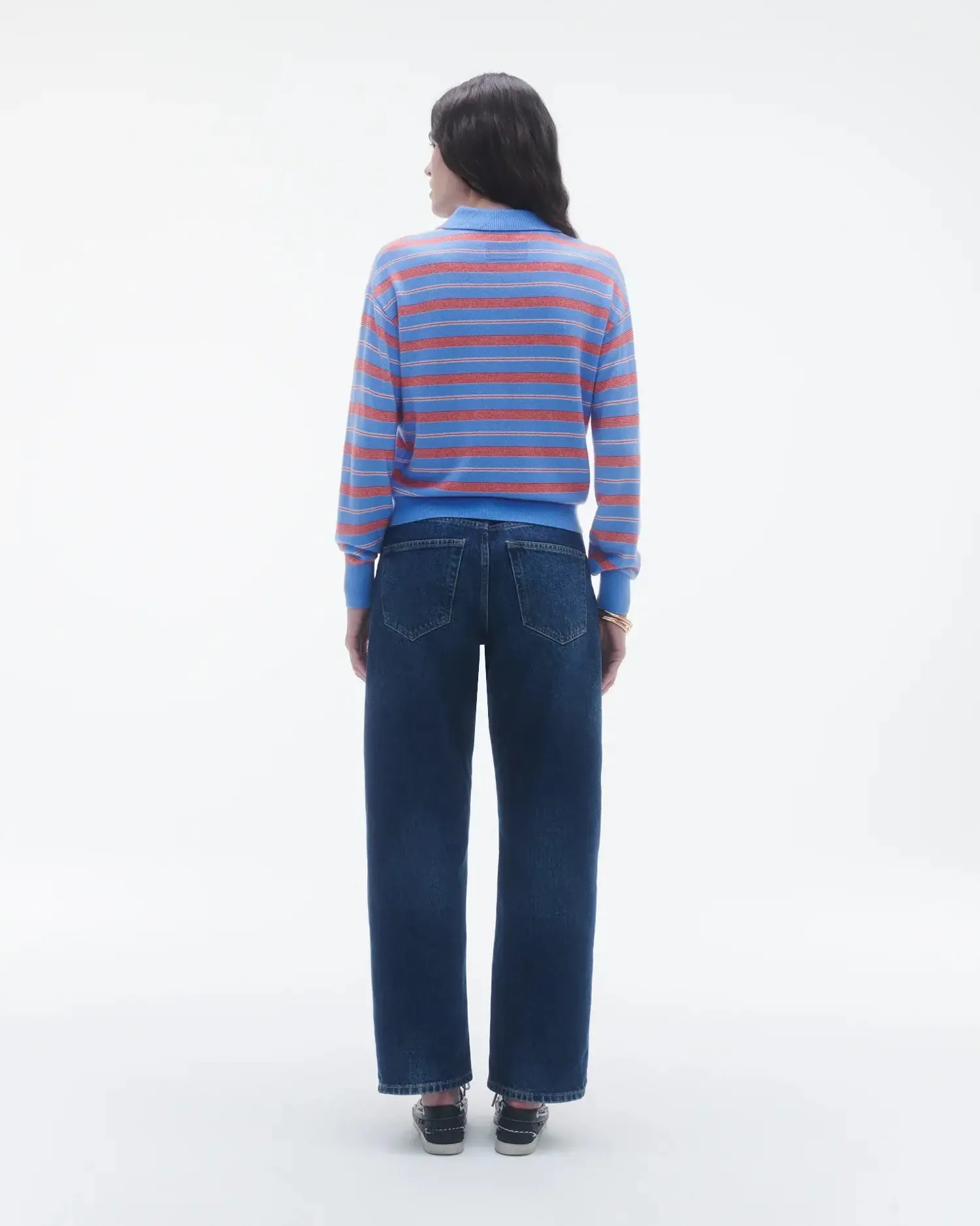 Collegiate Stripe Polo in French Blue Combo