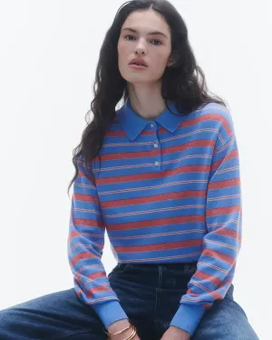 Collegiate Stripe Polo in French Blue Combo