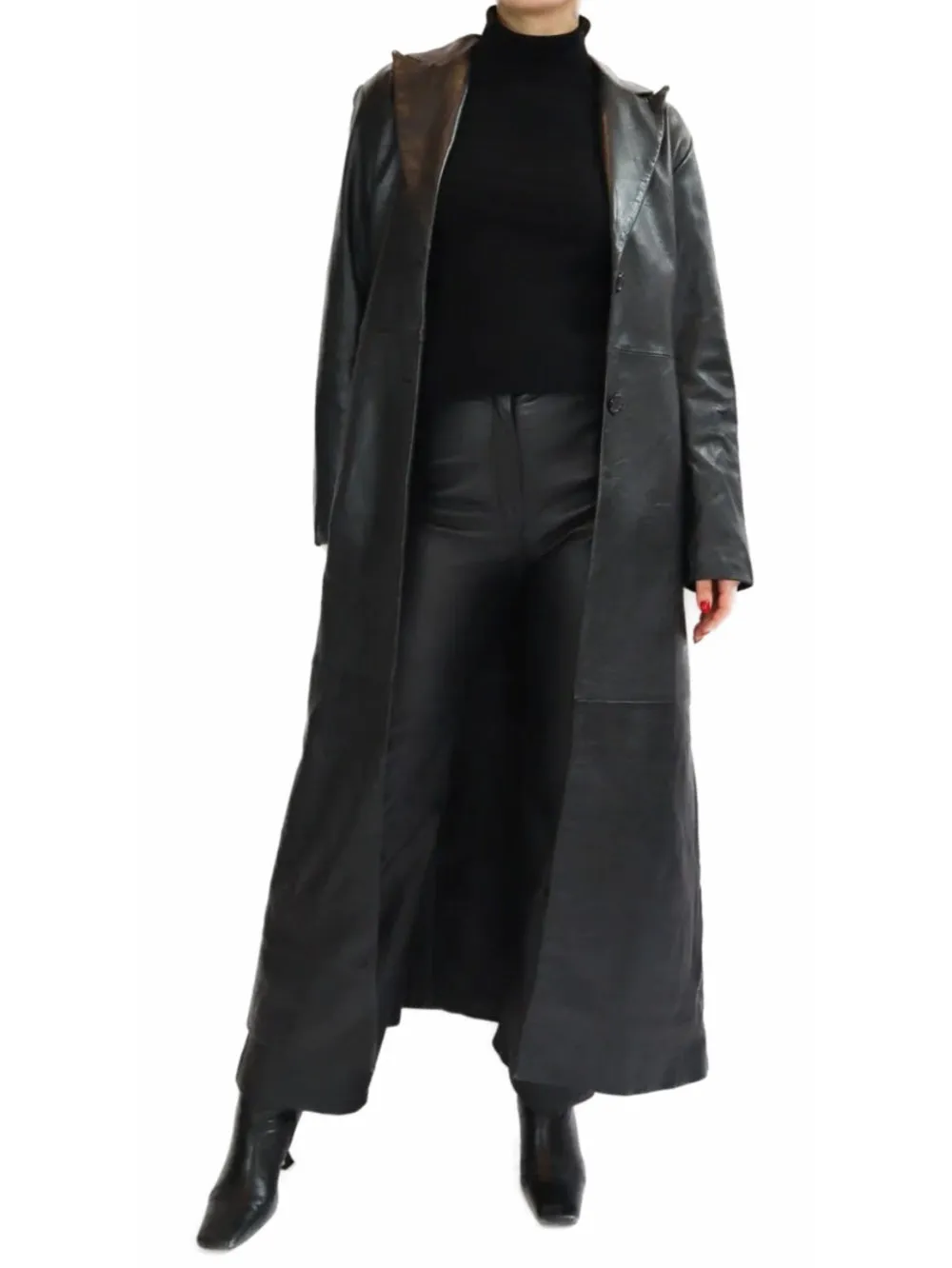 Contemporary Luxe Leather Trench Coat for Women