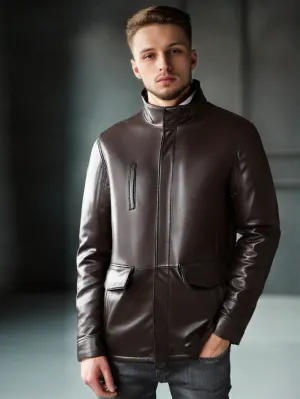 Contemporary Trend Leather Coat for Men