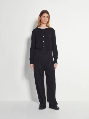 Contrast Twin Cashmere Cardi | Oreo