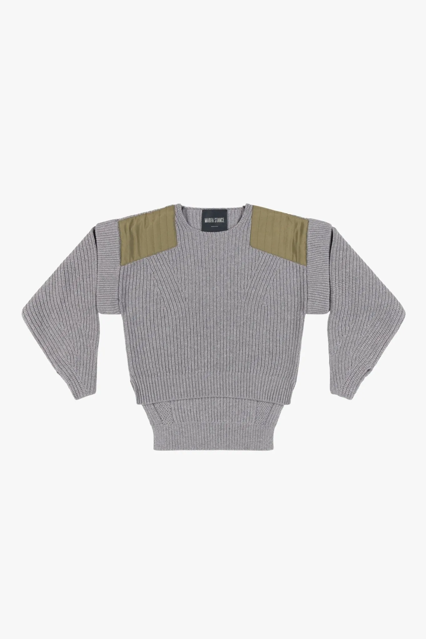 Convertible Rib Crew Jumper - Heather Grey