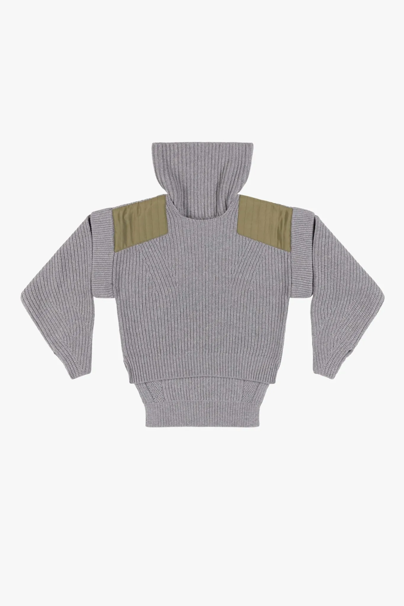 Convertible Rib Crew Jumper - Heather Grey