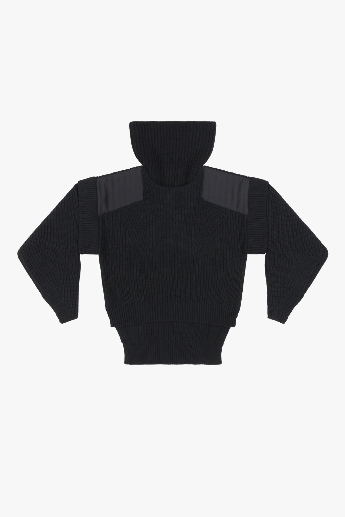 Convertible Rib Crew Jumper - Jet Black