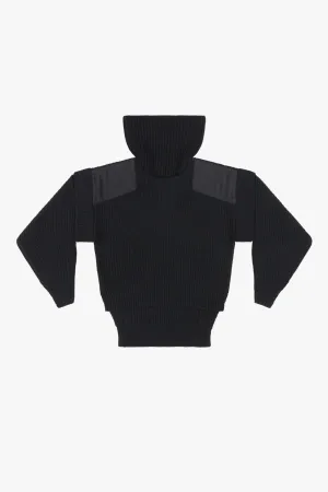 Convertible Rib Crew Jumper - Jet Black