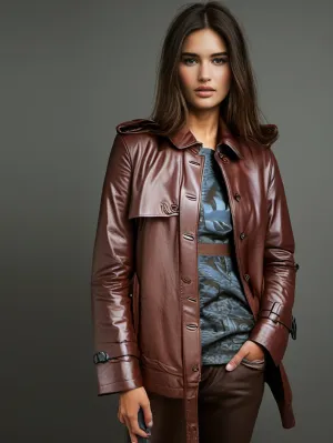 Convertible Sophistication Leather Coat for Women