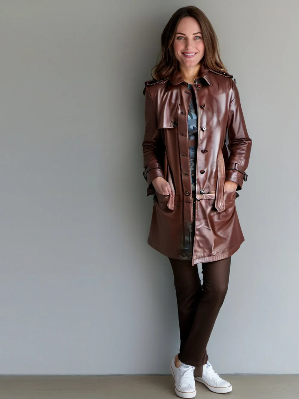 Convertible Sophistication Leather Coat for Women