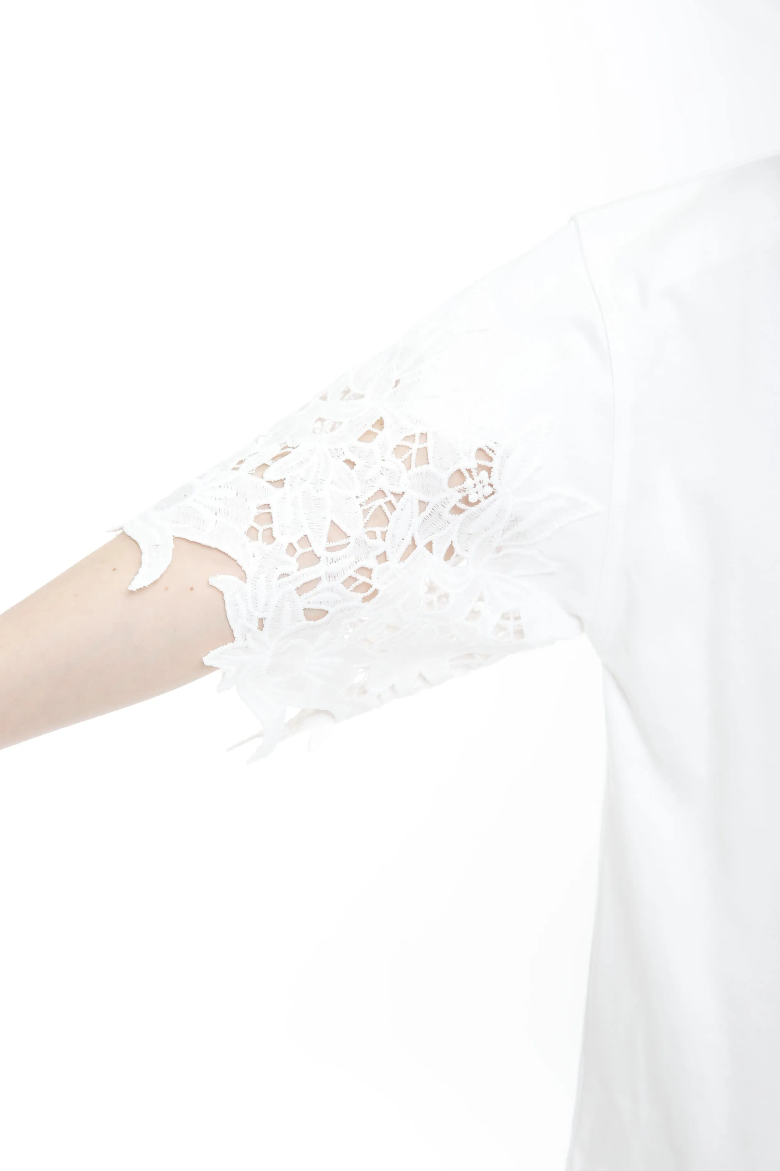 Cotton Interlock Boat Neck with Lace Sleeve
