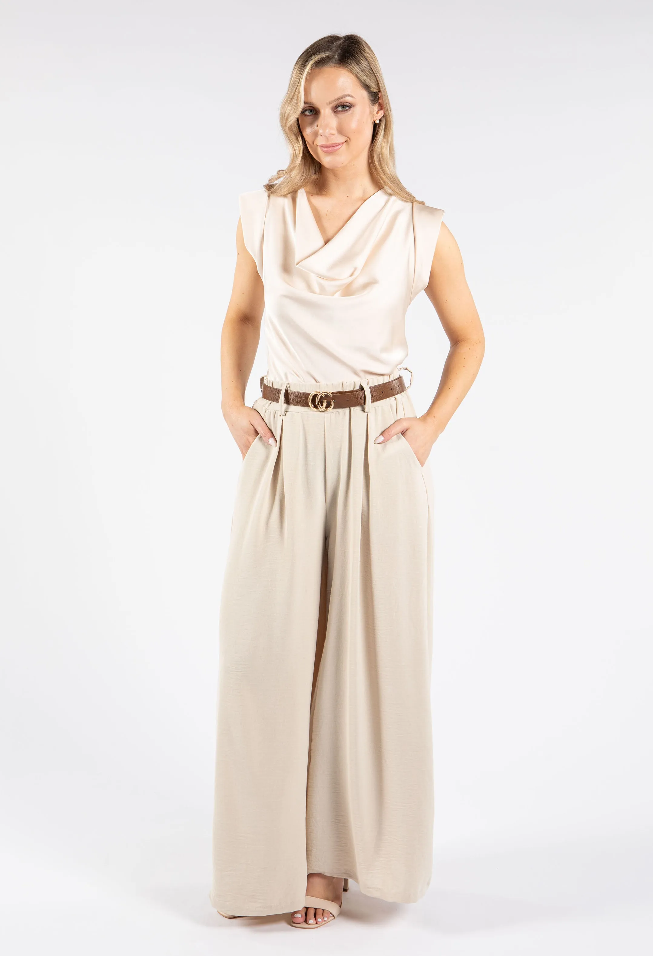 Cowl Neck Satin Top