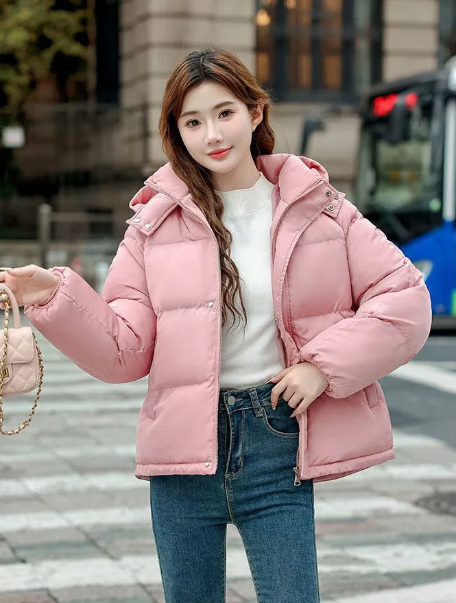 Cozy Boxy Fit Relaxed-Fit Padded Puffer Jacket for Women