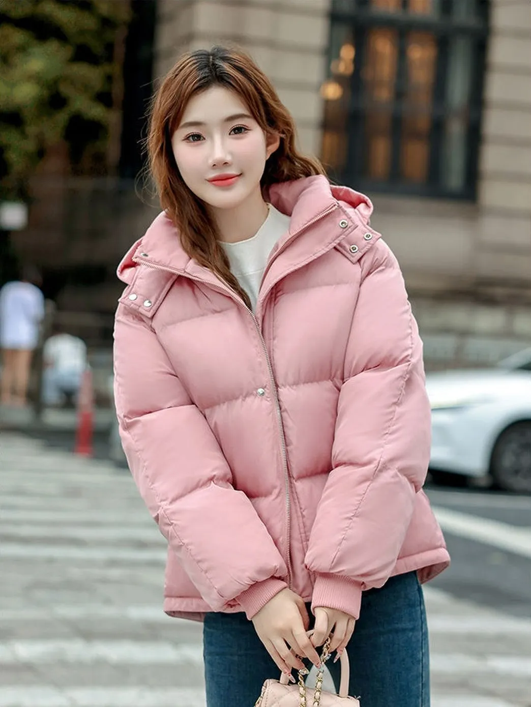 Cozy Boxy Fit Relaxed-Fit Padded Puffer Jacket for Women