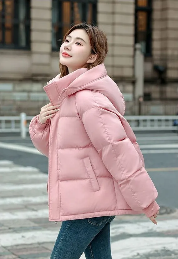 Cozy Boxy Fit Relaxed-Fit Padded Puffer Jacket for Women
