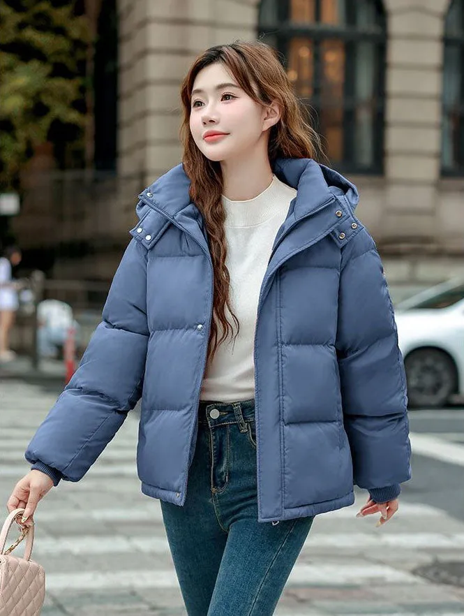 Cozy Boxy Fit Relaxed-Fit Padded Puffer Jacket for Women