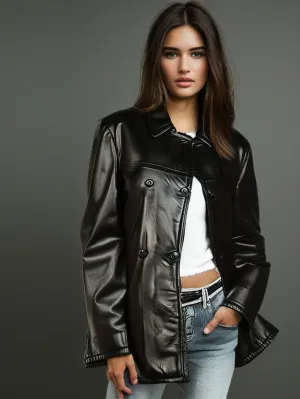 Cozy Luxe Leather Coat for Women