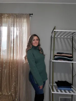 Cozy Season Ribbed Raglan Split Side Long Sleeve Turtleneck Sweater