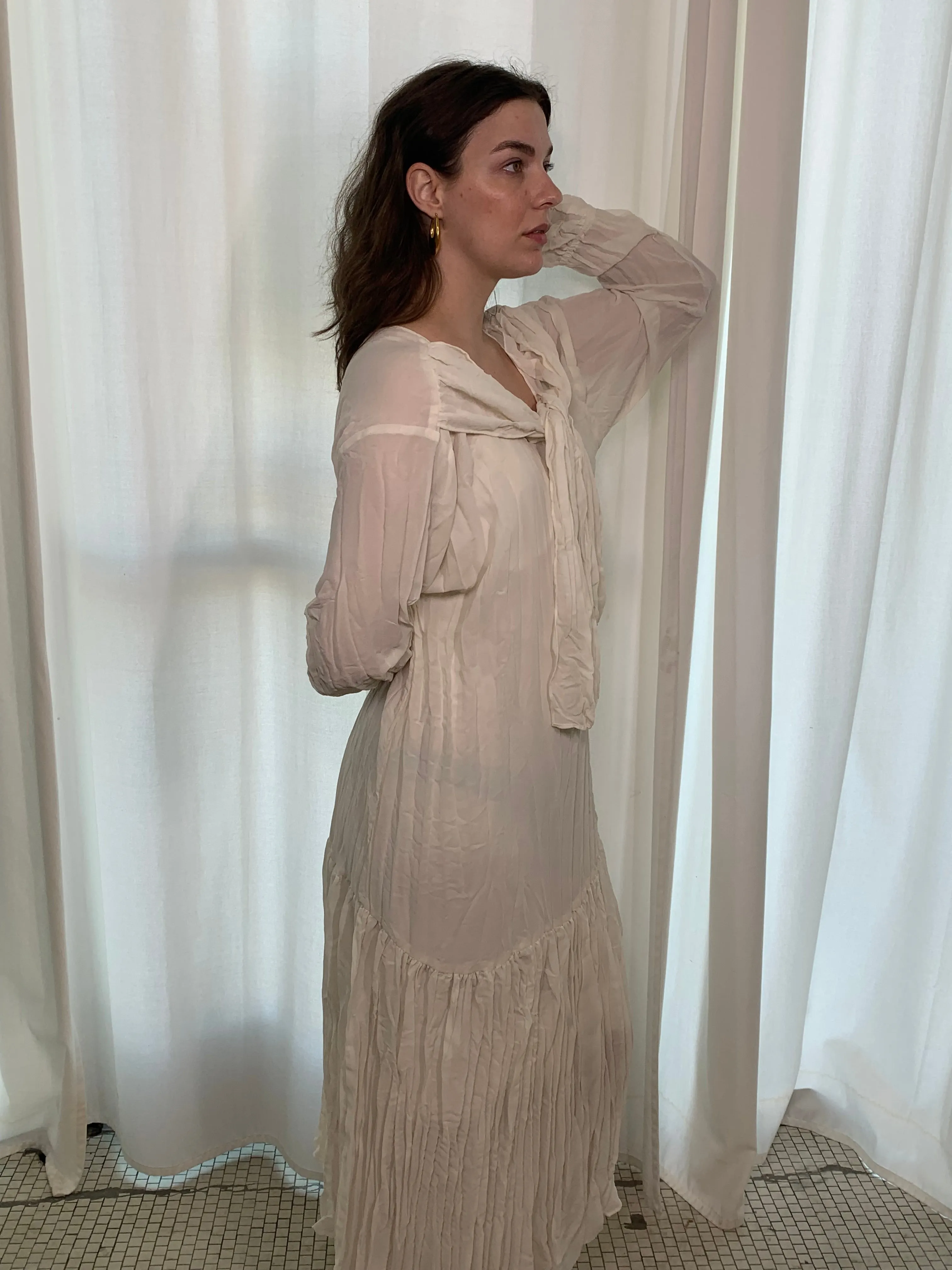 Crinkled drop waist dress