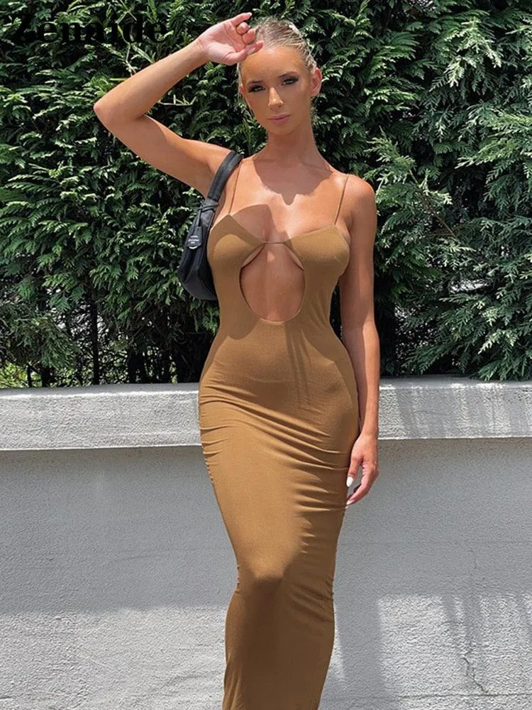 Cut Out Backless Long Dress