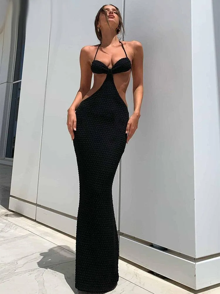 Cut Out Backless Long Dress